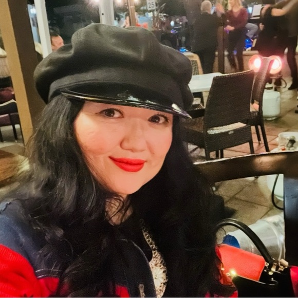 ERIC JAVITS Black Wool Newsboy Cap Beret with Glossy Leather Brim - Adjustable main image 6